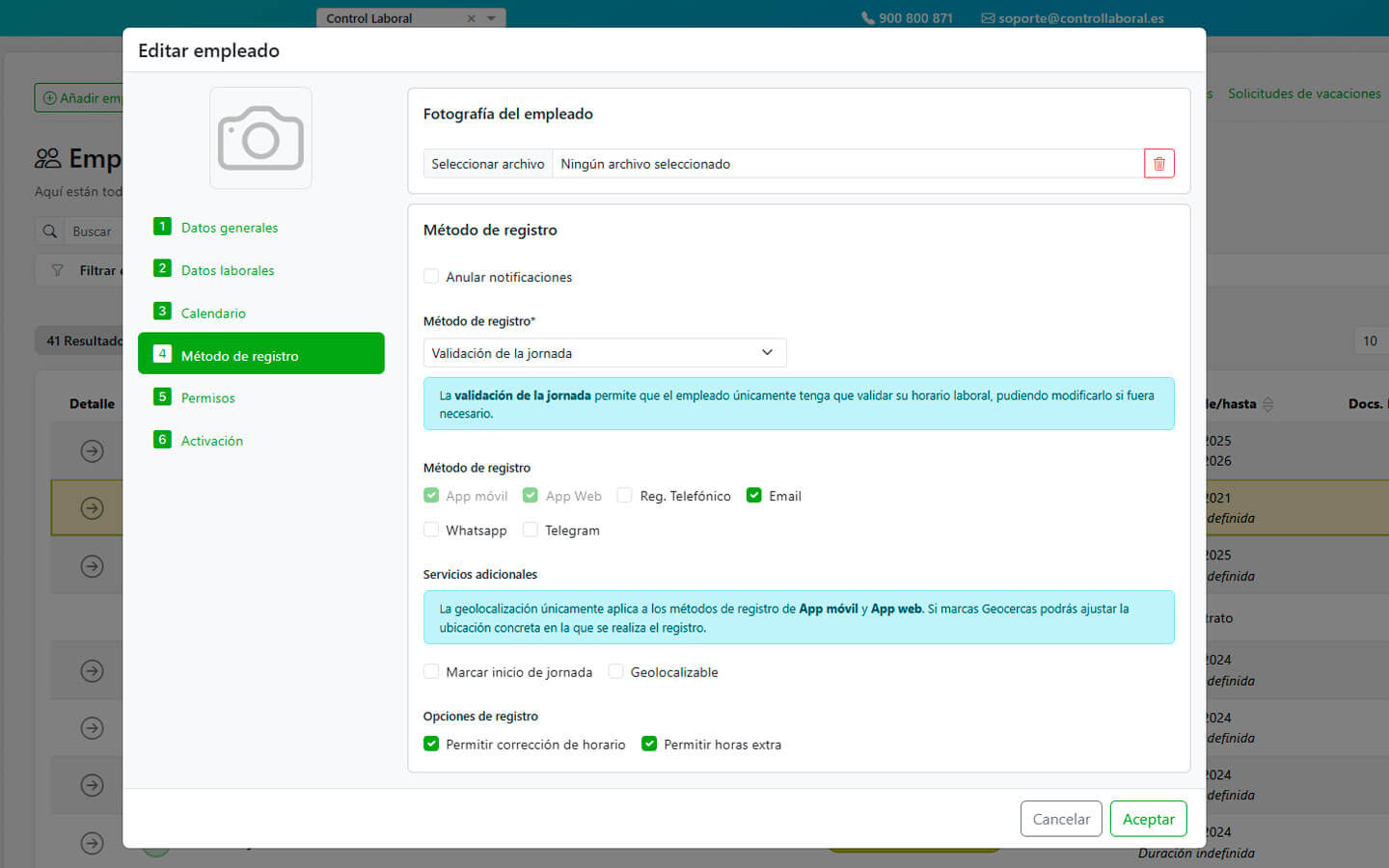 Configuracion validacion de jornada digital