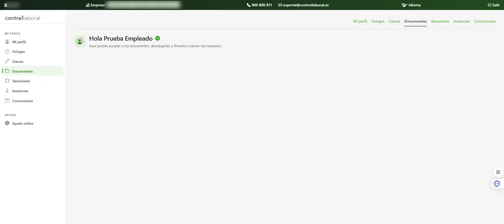 Apartado Documentos del portal del empleado, con el filtro de documentos Apartado Documentos del portal del empleado, con el filtro de documentos